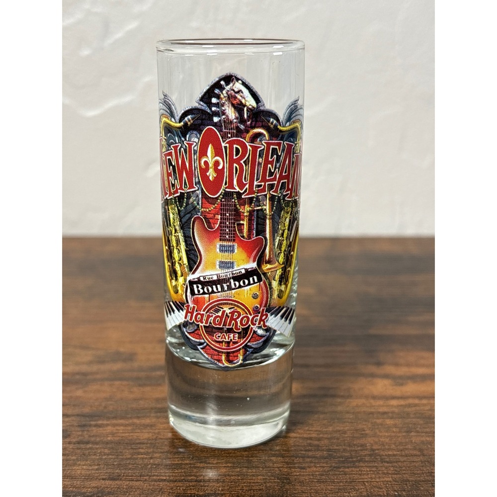Hard Rock Cafe New Orleans Shot Glass Shooter Bourbon Street Music Guitar Glass